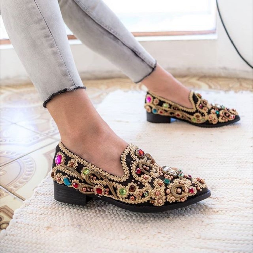 Free People by Jeffrey Campbell Bejeweled Flats, 8.5 loafers rare